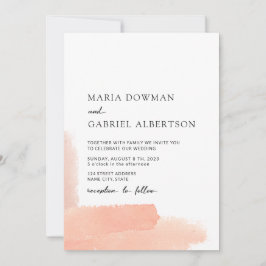 Invitación acuarela rosa. Boda moderno y delicado