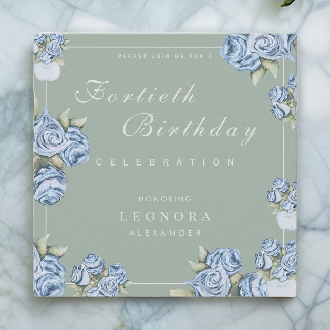 Invitación Acuarela Rosa CUALQUIER cumpleaños floreciente (Subido por el creador)