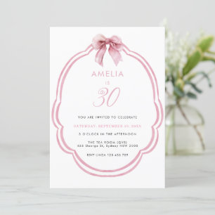 Invitación Acuarela Rosa Dainty Bow 30 cumpleaños