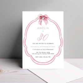 Invitación Acuarela Rosa Dainty Bow 30 cumpleaños