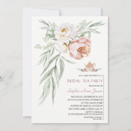 Invitación Acuarela Rosa de color blanco turbio flores de nov