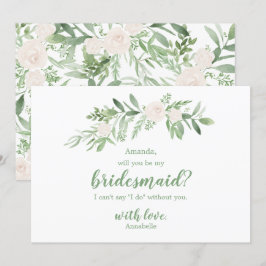 Invitación Acuarela Rosa de Marfil de Boda Sé Mi Dama de Hono
