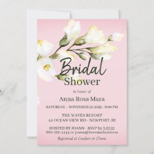 Invitación *~* Acuarela Rosa de playa blanca, ducha nupcial