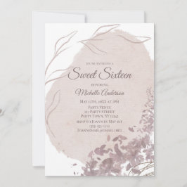 Invitación Acuarela Rosa Dusty Moderno Dulce Dieciséis 16