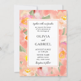 Invitación Acuarela rosa jardin Flores boda de moda moderna