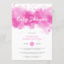 Invitación Acuarela rosa moderna | Baby Shower de tipografía