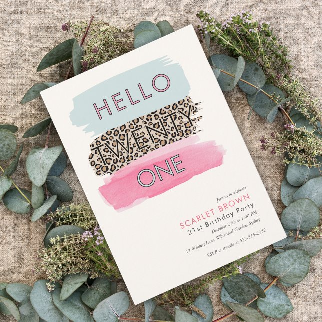 Invitación Acuarela rosa moderna Banda de 21 años (Subido por el creador)