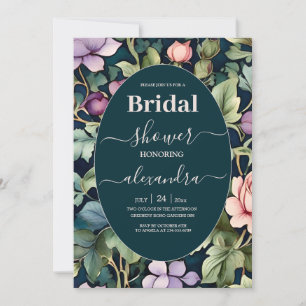 Invitación Acuarela Rosa Peonía Art Nouveau Nupcial
