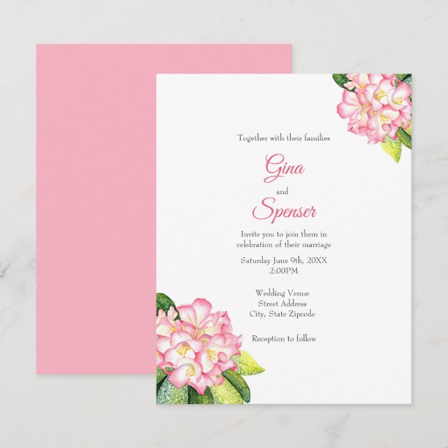 Invitación Acuarela 'Rosa Rhod' (Anverso / Reverso)