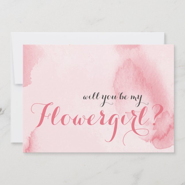 Invitación Acuarela rosa | Serás mi chica flor (Anverso)