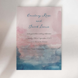 Invitación acuarela rosa y azul