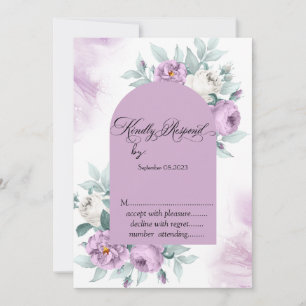 Invitación Acuarela Rosas Lilas Lunares RSVP