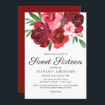 Invitación Acuarela Rosas Rojas Románticas Dulces 16 Invitado<br><div class="desc">Acuarela Romántica Roses Rojas Dulce 16 Invitar Ver colección de coincidencias en la tienda</div>