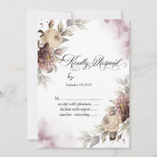 Invitación Acuarela Rosas Vintage Puntos RSVP