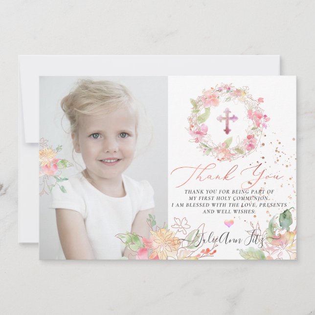 Invitación Acuarela Rubefacción Dulce Gracias (Anverso)