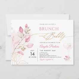 Invitación Acuarela Rubor Gum Rosa Eucalyptus Brunch Bubbly
