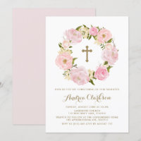 Acuarela Rubor Pink Peony Wreath Christening