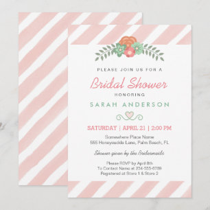 Invitación Acuarela Rubor Rayas rosadas Floral Brigada Britán