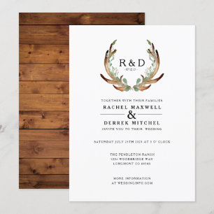 Invitación Acuarela Rusa Antler   Boda simple