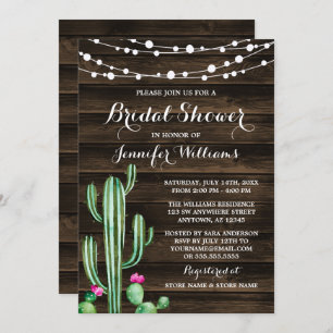 Invitación Acuarela Rusa Cactus Barn Madera Bridal