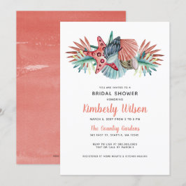 Invitación Acuarela Rusa Coral Blue Beach Bridal Shower