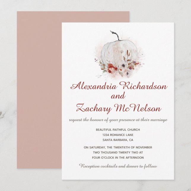 Invitación Acuarela Rusa de Calabaza (Anverso / Reverso)