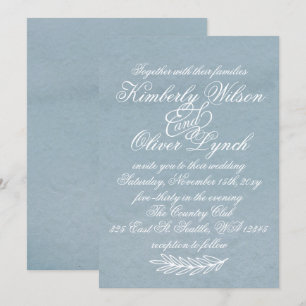 Invitación Acuarela Rusa Dusty Blue Nature Leafy Boda