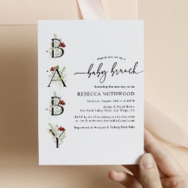 Invitación Acuarela Rusa Flores Salvajes Boho Baby Brunch
