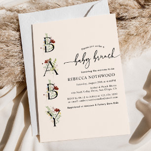 Invitación Acuarela Rusa Flores Silvestres Bebé Brunch
