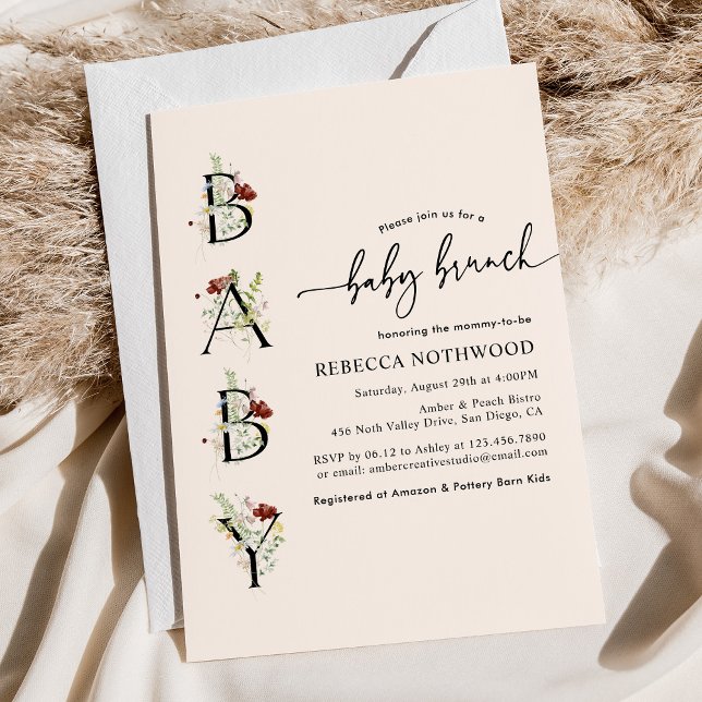 Invitación Acuarela Rusa Flores Silvestres Bebé Brunch (Subido por el creador)