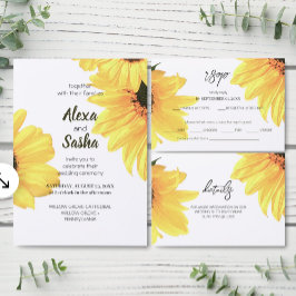 Invitación Acuarela Rusa Sunflowers Boda Minimalista