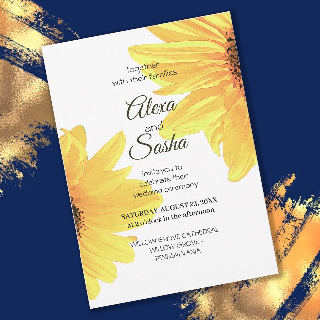 Invitación Acuarela Rusa Sunflowers Boda Minimalista (Subido por el creador)
