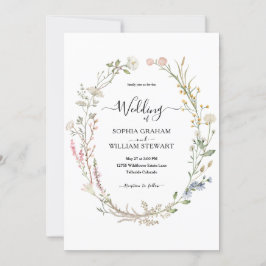 Invitación Acuarela Rusa Tema de Flor silvestre Boho Boda
