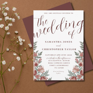Invitación Acuarela Rusa Terracotta Boda Floral