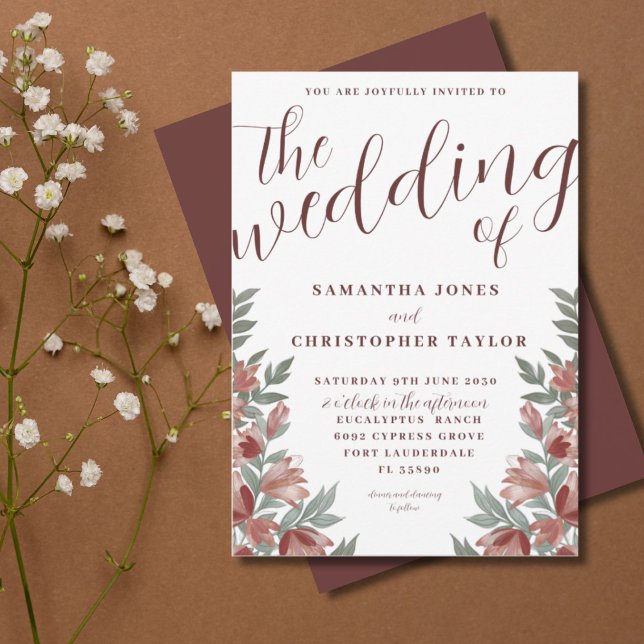 Invitación Acuarela Rusa Terracotta Boda Floral (Subido por el creador)