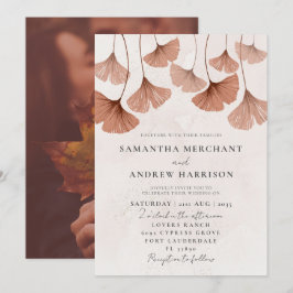 Invitación Acuarela Rusa Terracotta Ginkgo Boda