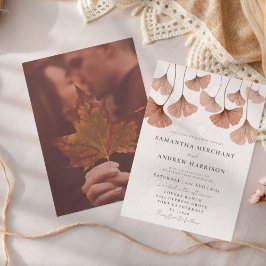 Invitación Acuarela Rusa Terracotta Ginkgo Boda