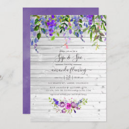 Invitación Acuarela Rusa, Violeta y Floral Sip y Ver