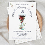Invitación Acuarela Rustic Red Wine Rosa 50 cumpleaños<br><div class="desc">Acuarela Rosa de Vino Rústico Rojo Invitación a los 50 Años. El diseño tiene acuarela de cristal de vino tinto,  rosas y ramas. El texto es totalmente personalizable. Elegante y rústica invitación de cumpleaños para una mujer o un hombre.</div>