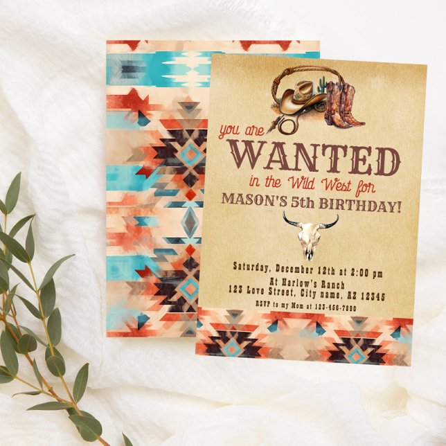 Invitación Acuarela Rustic Southwestern Cowboy Cumpleaños (Subido por el creador)