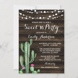 Invitación Acuarela Rústica Cactus Barn Wood Sweet 16