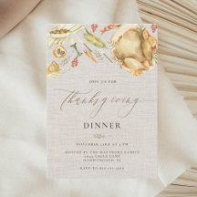 Acuarela Rustica Cae La Cena De Acción De Gracias