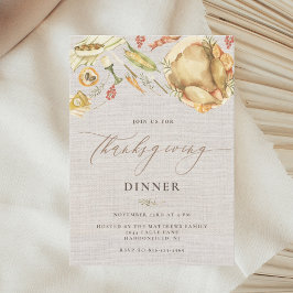 Invitación Acuarela Rustica Cae La Cena De Acción De Gracias