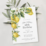 Invitación Acuarela Rustica de Citrus Lemones 60 cumpleaños<br><div class="desc">Esta hermosa invitación a la fiesta de cumpleaños número 60, de temática mediterránea, desprende un encanto rústico. Cuenta con un sistema en cascada de limones acuáticos frescos en cítricos amarillos y verdes con flores blancas. Se trata de una hermosa elección para celebraciones de cumpleaños a cualquier edad y tiene un...</div>