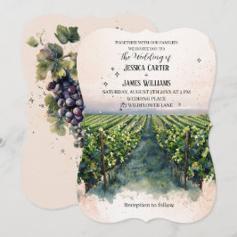 Invitación Acuarela Rustica Elegante Boda de Viñedo