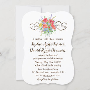 Invitación Acuarela rústica Flores salvajes Boda