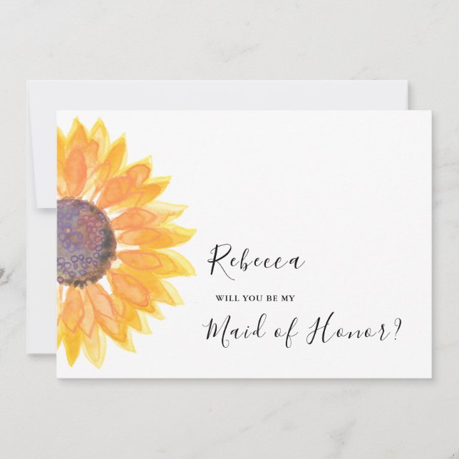 Invitación Acuarela Rustica Moderna De Girasol (Anverso)