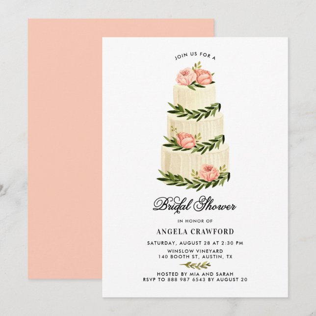 Invitación Acuarela Rústica Tierto Bridal Shower (Anverso / Reverso)