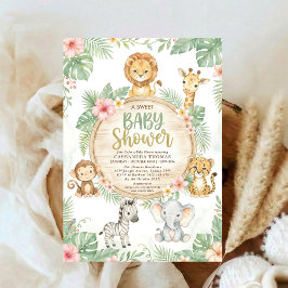 Invitación acuarela Safari de la selva gemela Animales Baby S