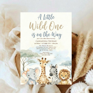 Invitación acuarela Safari de la selva gemela Animales Baby S